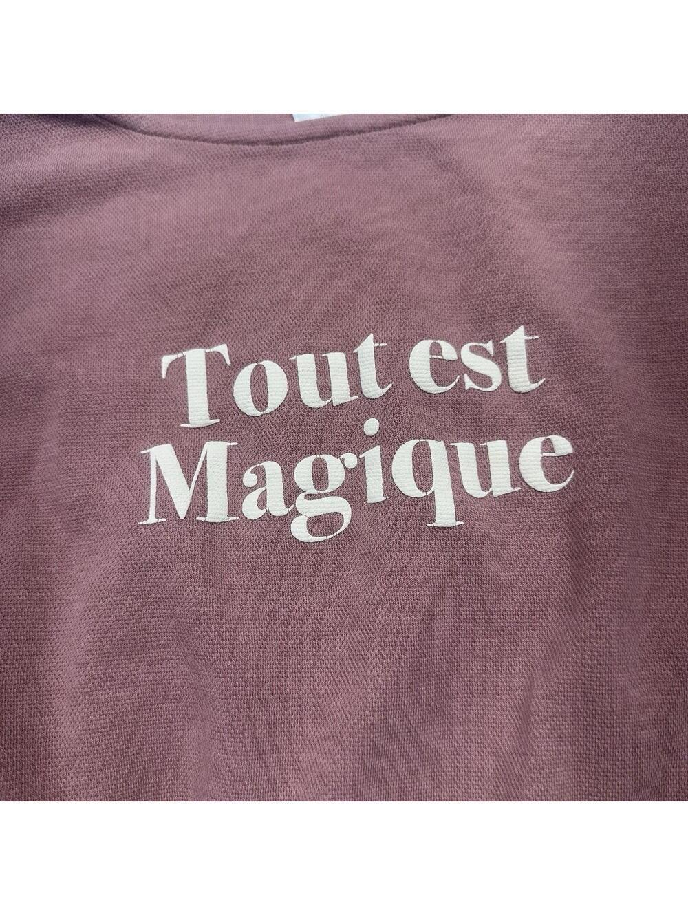 Zara Kids T-Shirt Dress Girls 11/12 Mauve Tout est Magique Long Sleeve Knit - Picture 10 of 10